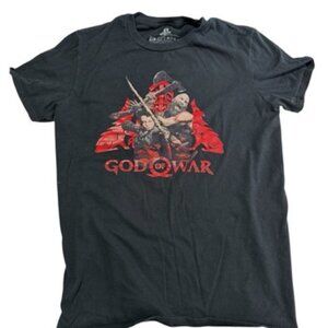 God of War Mens Medium Black PlayStation Graphic Tee Omega Kratos Video Game